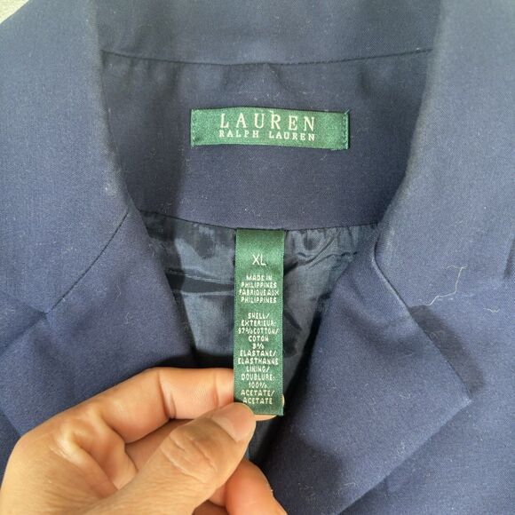Lauren Ralph Lauren LRL Blazer Navy Blue Size XL 3D Crest Vintage Old Money - Picture 2 of 11